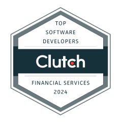 Clutch Top Software Developers for Financial Services 2024 award badge