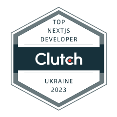 Clutch Top Next.js Developer in Ukraine 2023 award badge