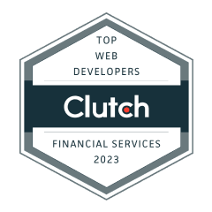 Clutch Top Web Developers for Financial Services 2023 award badge