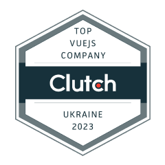 Clutch Top Vue.js Company in Ukraine 2023 award badge
