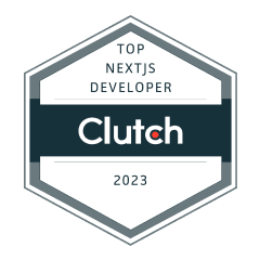 Clutch Top Next.js Developer 2023 award badge