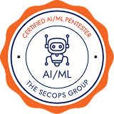 Certified AI/ML Pentester certification badge by The SecOps Group